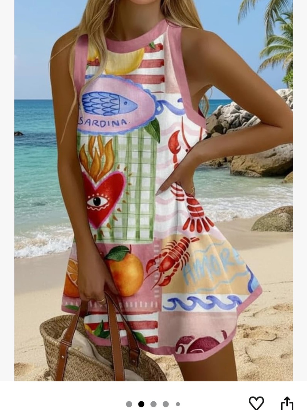 Sardine Pink Multi-Color Printed Mini Dress - Picture 2 of 9